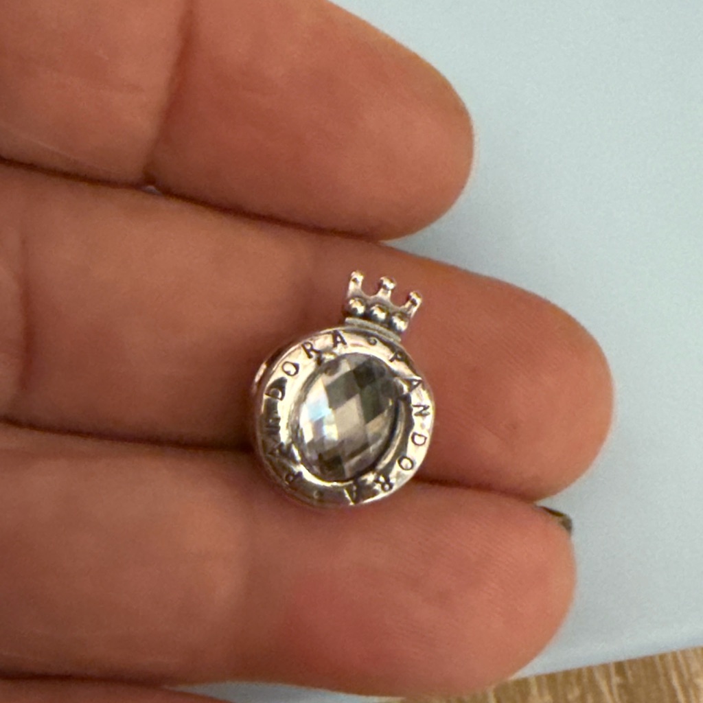Pandora Silver Crown Charm With Faceted Gem 32$